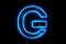 glowing electrified neon blue Letter G logo on a black background generative AI