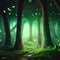 Glowing fairytale fantasy forest