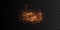 Glowing firework burst shape isolated on black background.