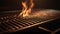 Glowing flame ignites metal grill, creating a fiery inferno generated by AI