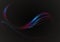 Glowing,flowing curved streams of rainbow shades bands with blue and red waves on a black background