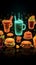 Glowing food and drink icons adorn speech bubble, signaling irresistible culinary allure.