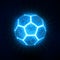 Glowing football ball in the dark