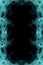 A  glowing fractal symmetrical design on a black background