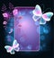 Glowing frame with butterflies and flowers