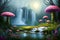 Glowing Fungi Fantasy: Moonlit Clearing in Enchanted Fairy Forest with Generative AI