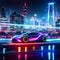 Glowing Futuristic Supercar. Generated AI