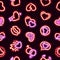 Glowing Glitter Hearts Seamless Background