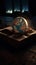 A glowing globe above an open book. A symbol of knowledge.