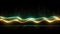 Glowing gold and green neon lines and waves, abstract background.