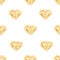 Glowing golden foil diamonds seamless vector pattern