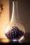 Glowing grapes inside a glass jar generated by AI