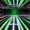 Glowing green neon lines weaving dynamically in a mesmerizing 3D render, leaving radiant tracks on a sleek black canvas2