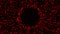 A glowing halo surrounded by the particles of dark red color. Animation. A ring of small circles spreading and becoming