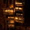 Glowing Hanukkah menorahs in glass housing