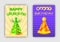 Glowing Happy Birthday Postcards with Holiday Hats