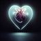 Glowing heart in the heart. Stylized abstract glowing heart. AI-generated