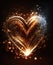 Glowing heart shape with glitter and light. Romantic concept wallpaper.