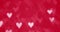 Glowing heart shaped lights sparkling on soft red background. Romantic Valentine`s day background