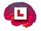 GLOWING HUMAN BRAIN WITH RED LEARNER L PLATE