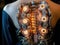 Glowing implant on persons spine