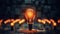 A glowing incandescent lamp symbolizing the birth of new business ideas, a burning light bulb.