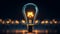 A glowing incandescent lamp symbolizing the birth of new business ideas, a burning light bulb.