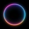 glowing iridescent thin light circle on black background generative AI