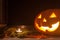 Glowing Jack o Lantern on a Sill