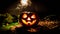 The glowing jack-o-lantern is a spooky apparition on Halloween night