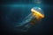 Glowing jellyfish in deep sea generative AI
