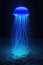 Glowing jellyfish deep underwater, beautiful bioluminescent jellyfish background. Generative AI