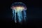 glowing jellyfish suspended in dark ocean depths