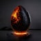 Glowing Lava Egg with Cracked Surface and Molten Lava at its Base