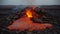 Glowing Lava Flowing out of an Active Volcano