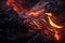 Glowing lava flows with intense heat and texture, perfect for nature documentaries, geological studies, or as a powerful