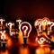 Glowing light bulb with question mark, indicating curiosity and questioning knowledge