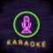 Glowing Light Karaoke. Musical Logo. Colorful Line Icon. Sign Board of Music Bar