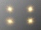 Glowing light stars set. Gold effect on transparent backdrop. Golden explosions and flares. Bright shining stars. Yellow