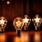 Glowing lightbulbs with star symbols, symbolizing bright future with successful hopes and dreams