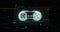 Glowing lines form game controller - gamepad hologram on black - zoom out