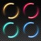 Glowing magical light rings, flare lines vector