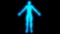 Glowing man raising arms. Internal smoke effect in body silhouette. 3d rendering illustration. Blue color
