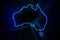 Glowing Map of Australia, modern blue outline map