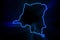 Glowing Map of Democratic Republic Congo, modern blue outline map