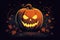 Glowing Menace: Iconic Halloween Pumpkin Lantern in Flat Design