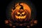 Glowing Menace: Iconic Halloween Pumpkin Lantern in Flat Design