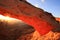 Glowing Mesa Arch at sunrise, Canyonlands National Park, Utah, U