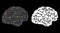 Glowing Mesh 2D Brain Icon with Flash Spots