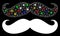 Glowing Mesh Carcass Gentleman Moustache Icon with Flash Spots
